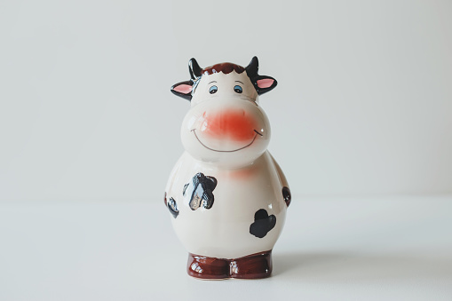 Life-size model cow in the entrance to a store in Bilbao, Spain