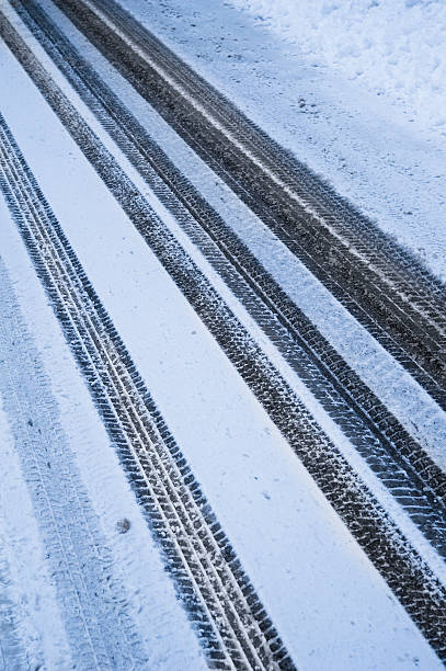 istock Tire Tracks In The Fresh Snow 133370873