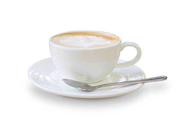 istock Latte coffee with clipping path isolated on white background 1333718294