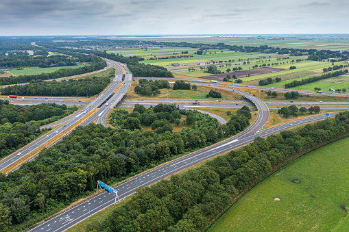 Aerial view of Highway junction in the Netherlands.