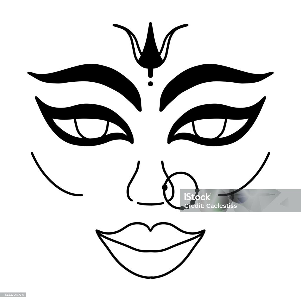 Sharad Navaratri Dvine Feminine Goddess Devi Durga Portrait Indian ...