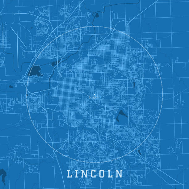 ilustrações de stock, clip art, desenhos animados e ícones de lincoln ne city vector road map blue text - lincoln road