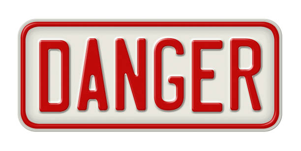 istock Metal sign on a white background - 3D illustration - Danger 1333730814