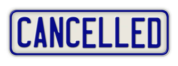 istock Metal sign on a white background - 3D illustration - Cancelled 1333730890