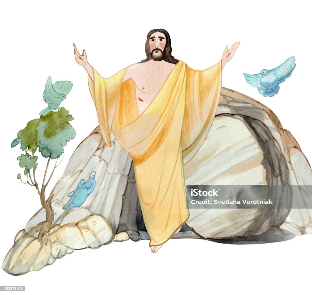 Illustration Of Easter Jesus Christ Is Risen Coffin Cave Of ...