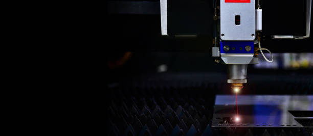istock Industrial laser cut machine while cutting the sheet metal 1333732118