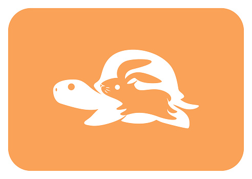 vector illustration of tortoise racing with rabbit symbol