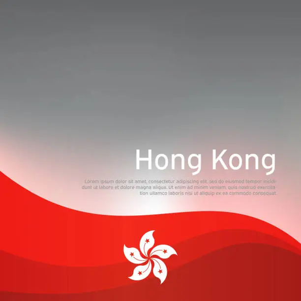 Vector illustration of Abstract waving hong kong flag. Creative shining background for design of patriotic holiday cards. National poster. Cover, banner in national colors of hong kong. Vector illustration