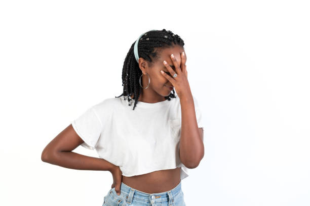 istock Woman with her hand in the face 1333735075