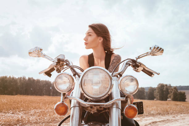 istock Young Woman on Motorcycle 1333735890
