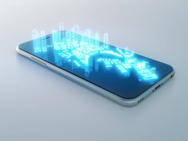 istock Hologram building on smartphone in IOT or smart city concept. 1333736150