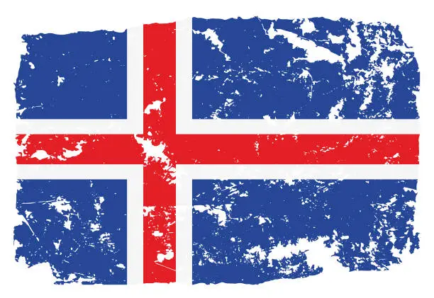 Vector illustration of Grunge styled flag of Iceland