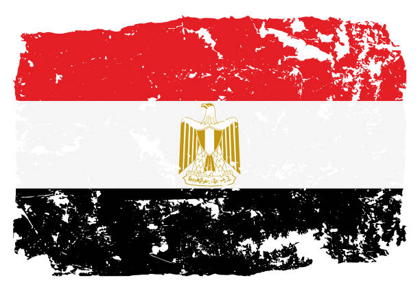 Grunge styled flag of Egypt Grunge styled flag of Egypt. Work is done so that there is a file with the original flag and a layer with a grunge effect on top of it egyptian flag stock illustrations