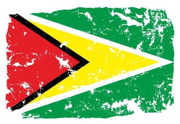 Vector illustration of Grunge styled flag of Guyana