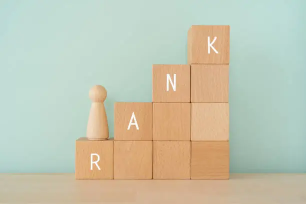 Photo of RANK; Wooden blocks with 