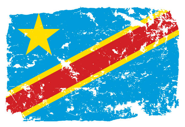 гранжовый флаг демократической республики конго - congolese flag stock illustrations