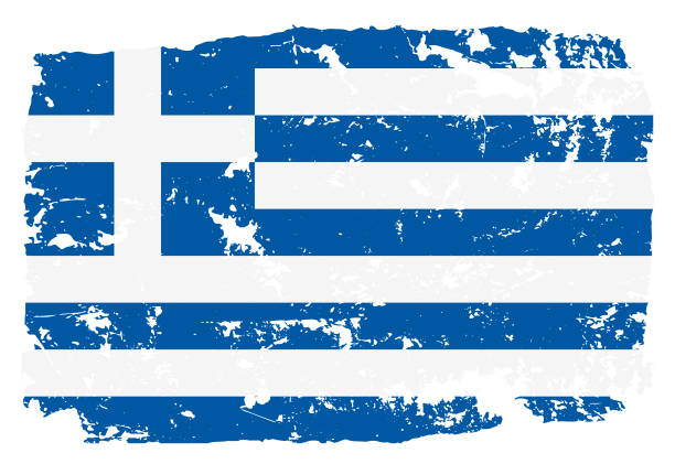 grunge styled flag of greece - 希臘國旗 幅插畫檔、美工圖案、卡通及圖標