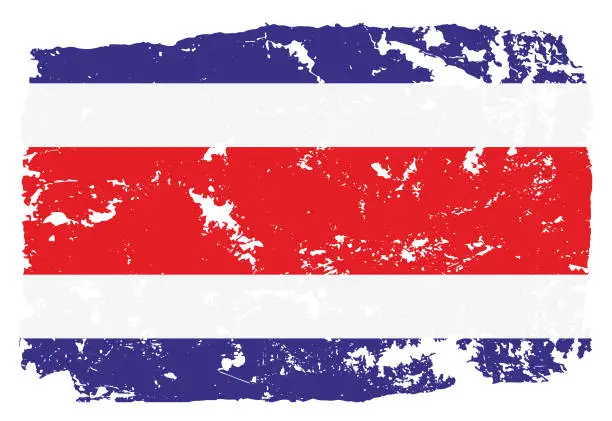 Vector illustration of Grunge styled flag of Costa Rica