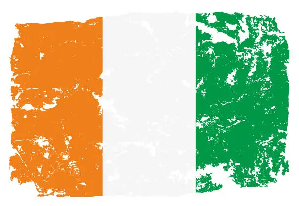 Vector illustration of Grunge styled flag of Ivory Coast