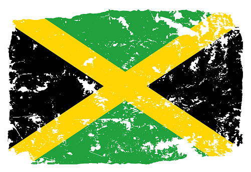 Grunge styled flag of Jamaica. Work is done so that there is a file with the original flag and a layer with a grunge effect on top of it