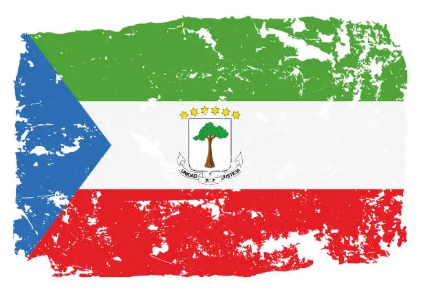 Vector illustration of Grunge styled flag of Equatorial Guinea
