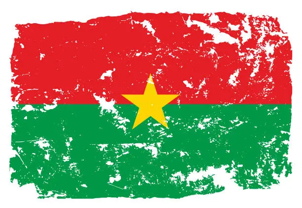 Vector illustration of Grunge styled flag of Burkina Faso