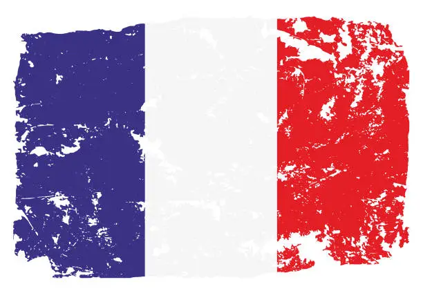 Vector illustration of Grunge styled flag of France