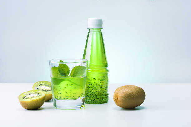 istock Fresh kiwi juice in glass with mint. 1333744668