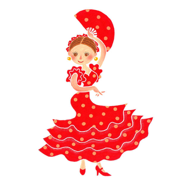 illustrations, cliparts, dessins animés et icônes de illustration d’une femme dansant le flamenco - women young women white background eastern europe