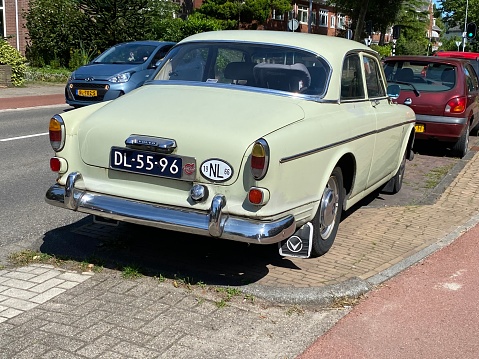 Haarlem, the Netherlands, - August 12, 2021. Retro car as collecting item, parket in the street.