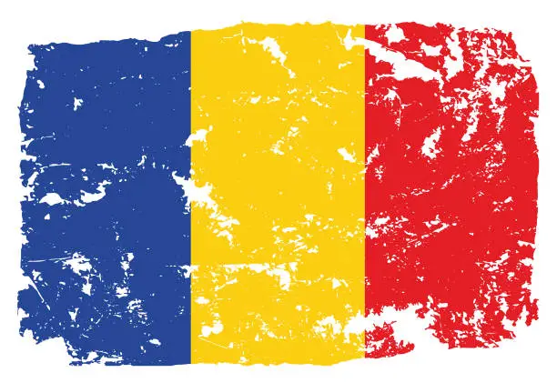 Vector illustration of Grunge styled flag of Romania