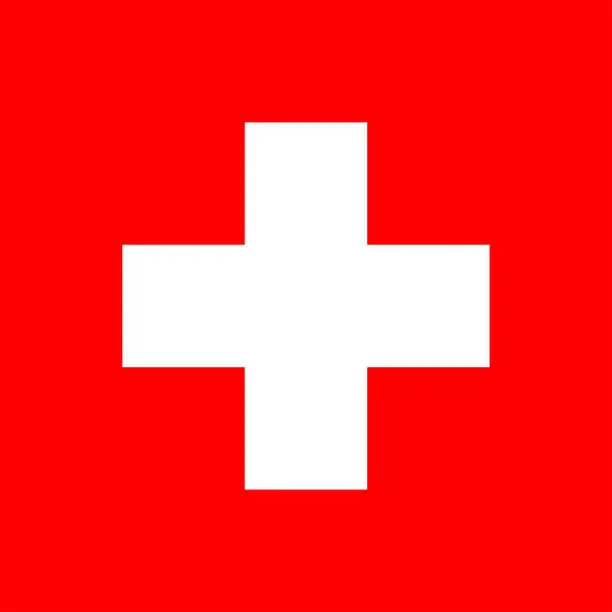 Vector illustration of National flag of Switzerland original size and colors vector illustration, Swiss cross same Swiss flag, Schweizerfahne or drapeau de la Suisse and bandiera svizzera or bandiera de la Svizra