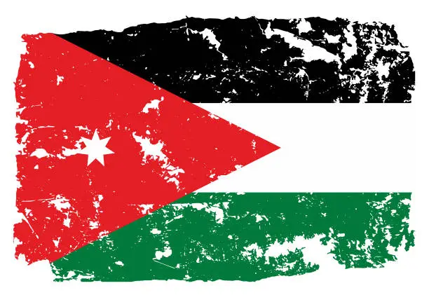 Vector illustration of Grunge styled flag of Jordan