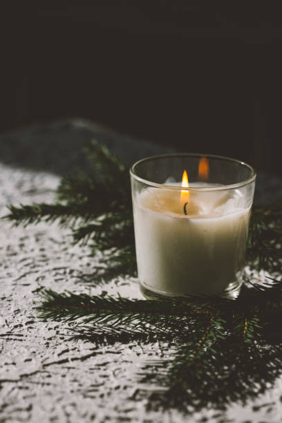 istock Cozy home interior decor, burning candles 1333750835