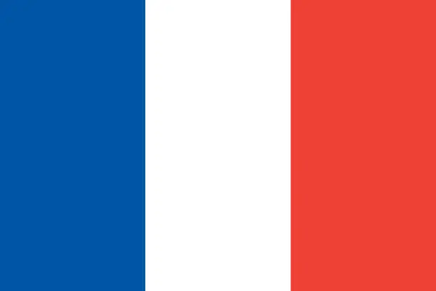 Vector illustration of National flag of France original size and colors vector illustration, drapeau francais tricolour or French Tricolour, ancient French colour or cockade of France, flag French Republic