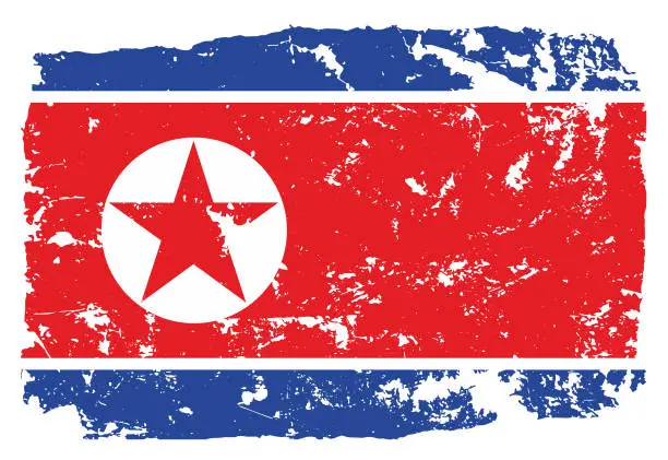 Vector illustration of Grunge styled flag of North Korea