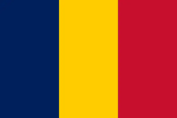 Vector illustration of National flag of Chad original size and colors vector illustration, Drapeau du Tchad or Flag of the Republic of Chad, Pan-African colours Chad Flag