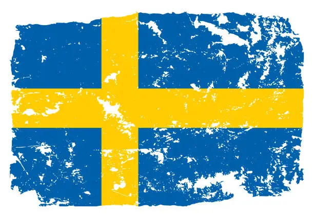 Vector illustration of Grunge styled flag of Sweden