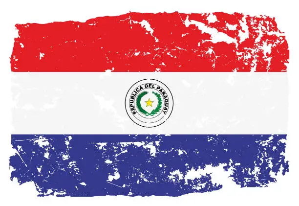 Vector illustration of Grunge styled flag of Paraguay