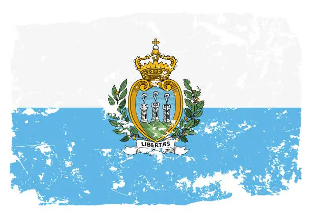 Vector illustration of Grunge styled flag of San Marino