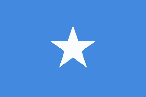 Vector illustration of National flag of Somalia original size and colors vector illustration, Calanka Soomaaliya or Somali flag designed by Mohammed Awale Liban, Somali Republic flag