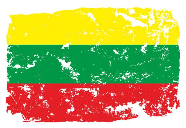 Vector illustration of Grunge styled flag of Lithuania