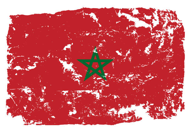모로코의 그런지 스타일의 플래그 - moroccan flags stock illustrations