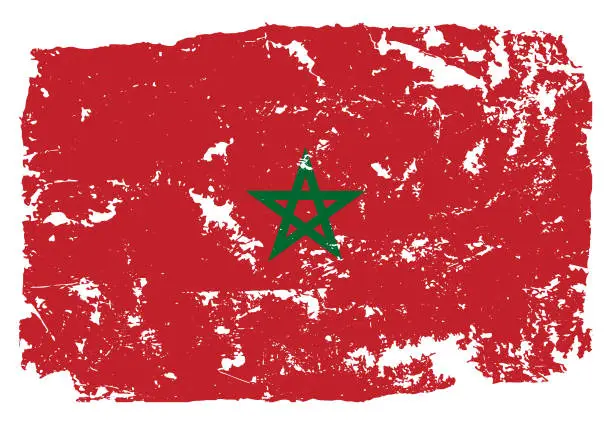 Vector illustration of Grunge styled flag of Morocco