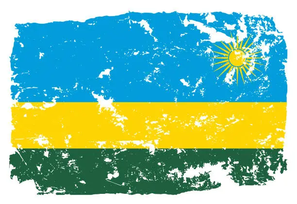 Vector illustration of Grunge styled flag of Rwanda