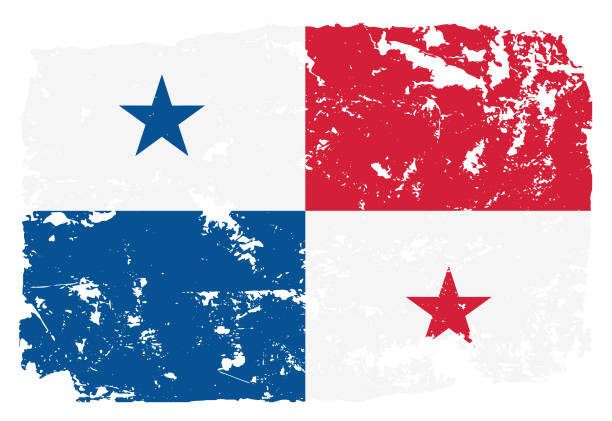 Grunge styled flag of Panama Grunge styled flag of Panama. Work is done so that there is a file with the original flag and a layer with a grunge effect on top of it panamanian flag stock illustrations