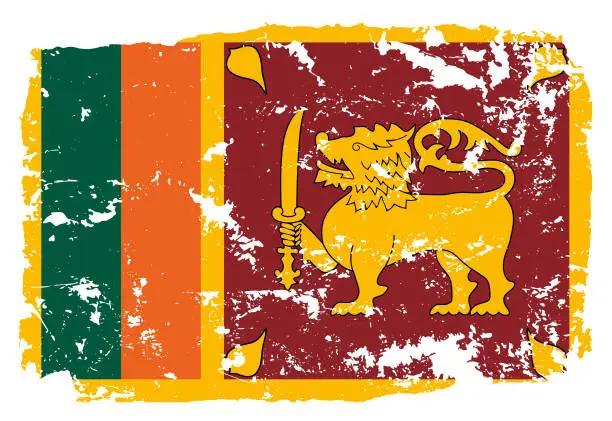 Vector illustration of Grunge styled flag of Sri Lanka