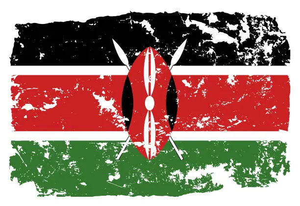 Vector illustration of Grunge styled flag of Kenya