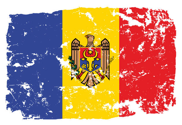 Grunge styled flag of Moldova Grunge styled flag of Moldova. Work is done so that there is a file with the original flag and a layer with a grunge effect on top of it moldovan flag stock illustrations