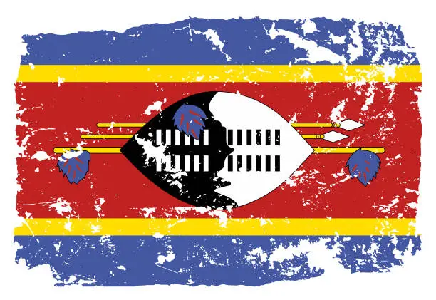 Vector illustration of Grunge styled flag of Swaziland